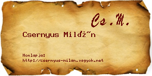 Csernyus Milán névjegykártya